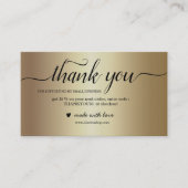 Zwarte en gouden dank voor uw kaart voor bestelver visitekaartje (Voorkant)