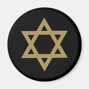 Zwarte en gouden Davidster Magen Dovid Magneet