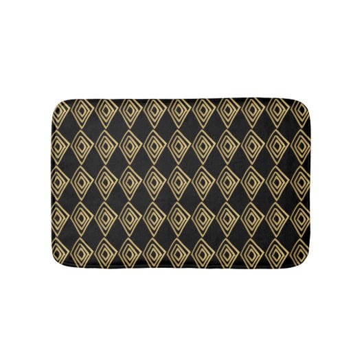 Zwarte en gouden diamanten Doodles Badmat (Voorkant)