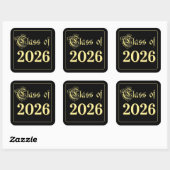 Zwarte en gouden diploma-uitreiking klas van 2023 vierkante sticker (Vel)