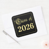 Zwarte en gouden diploma-uitreiking klas van 2023 vierkante sticker (Envelop)