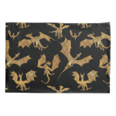 Zwarte en gouden draak kussensloop (Achterkant)