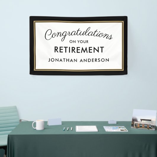 Zwarte en gouden eenvoudige banner voor pensioenfe (Beurs)