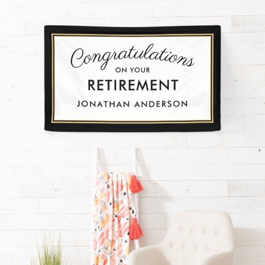 Zwarte en gouden eenvoudige verjaardagsbanner voor spandoek (Insitu)