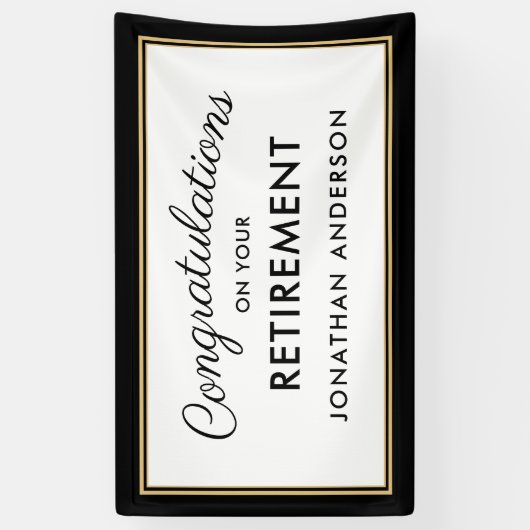 Zwarte en gouden eenvoudige verjaardagsbanner voor spandoek (Verticaal)