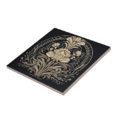 Zwarte en gouden elegante Floral Art Deco Tegeltje (Zijkant)