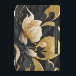 Zwarte en gouden elegante Floral | Monogram iPad Mini Cover<br><div class="desc">Het ontwerp is voorzien van een allover Japans bloemblad in zwart-wit en goud, met een jouw naam of een persoonlijke keuze. Trendy monogrammed design. Het ontwerp is aanpasbaar en aanpasbaar aan uw visie! Een geweldig cadeauidee voor elke gelegenheid. Voeg uw douanetekst aan dit ontwerp toe door de "Edit this design...</div>