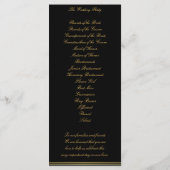 Zwarte En Gouden Elegante Huwelijksceremonieprogra Programmakaart (Achterkant)