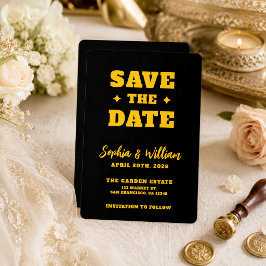 Zwarte en gouden elegante trouwdag save the date