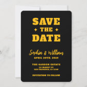 Zwarte en gouden elegante trouwdag save the date (Voorkant)