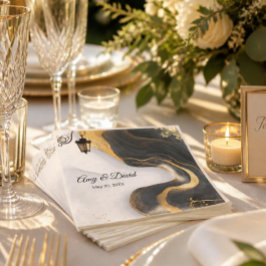 Zwarte en gouden elegante trouwservetten servet