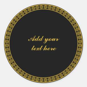 Zwarte en Gouden Elegantie, Aanpassen, Ronde Sticker
