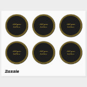 Zwarte en Gouden Elegantie, Aanpassen, Ronde Sticker (Vel)