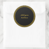 Zwarte en Gouden Elegantie, Aanpassen, Ronde Sticker (Tas)