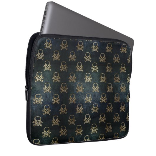 Zwarte en gouden elektronica-tas laptop sleeve (Voorkant Rechts)