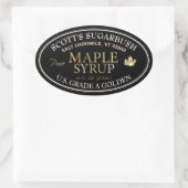 Zwarte en gouden esdoornsiroop met goudblad ovale sticker (Tas)