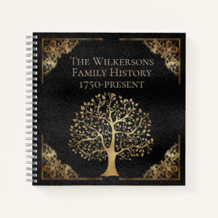 Zwarte en Gouden Familiestamboom Genealogie Vintag Notitieboek