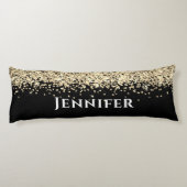 Zwarte en gouden faux Glitter Aesthetische Naam Lichaamskussen (Achterkant)