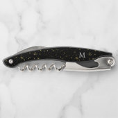 Zwarte en gouden faux glitter en sparkles kurkentrekker (Achterkant)