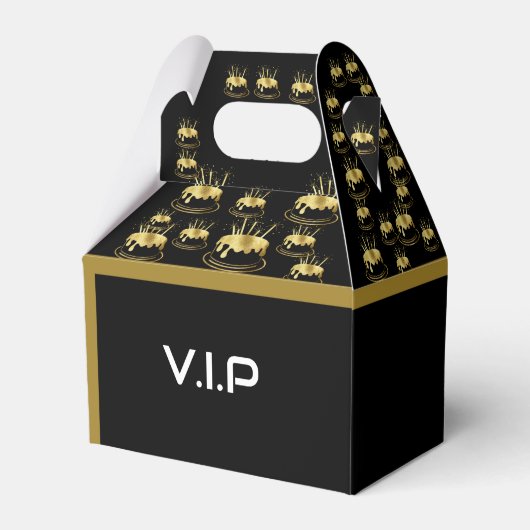 Zwarte en gouden feestdag Gable Favor Box Bedankdoosjes (Achterkant)
