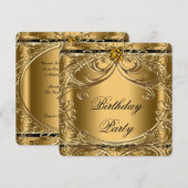 Zwarte en gouden feestdag kaart (Voorkant / Achterkant)