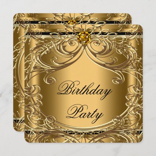 Zwarte en gouden feestdag kaart (Voorkant / Achterkant)