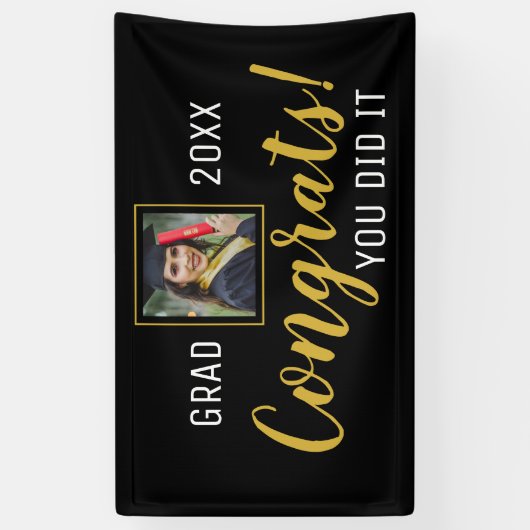 Zwarte en gouden felicitaties die je hebt gedaan A Spandoek (Verticaal)