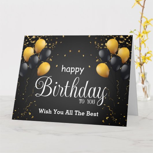 Zwarte en gouden fijne verjaardag kaart