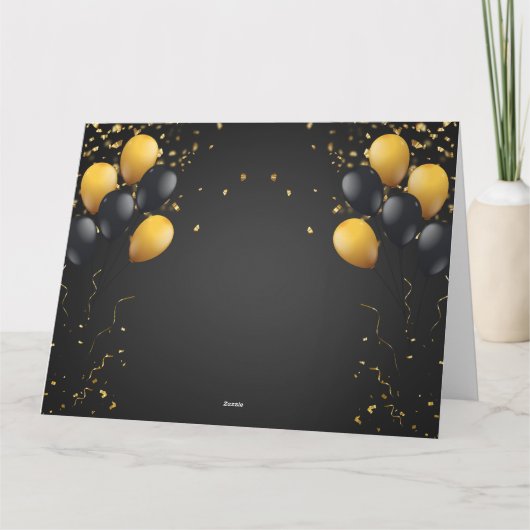 Zwarte en gouden fijne verjaardag kaart (Achterkant)