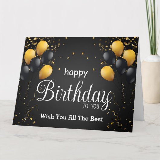 Zwarte en gouden fijne verjaardag kaart (Voorkant)