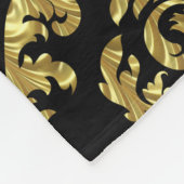 Zwarte en gouden  Floral Damaskers Fleece Deken (Hoek)
