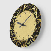 Zwarte en gouden Floral Damaskers Grote Klok (Hoek)