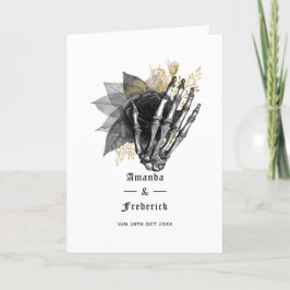 Zwarte en gouden Floral Skeleton Gothic Wedding Programma