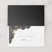 Zwarte en gouden Floral Weddenschap Plaatskaartje (Buitenkant ongevouwen)