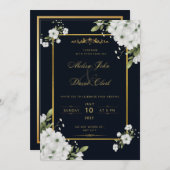 Zwarte en gouden florale miniker kaart (Voorkant / Achterkant)