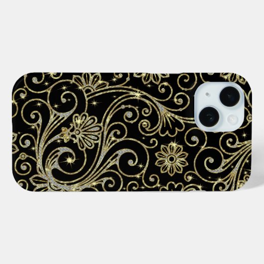 Zwarte en gouden fluitjes Case-Mate iPhone case (Achterkant (horizontaal))