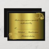 Zwarte en gouden formele reactiekaart RSVP kaartje (Voorkant / Achterkant)