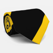 Zwarte en gouden gele brede streep stropdas (Opgerold)