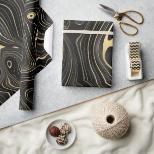 Zwarte en gouden geode strata texturen  cadeaupapier