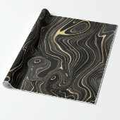Zwarte en gouden geode strata texturen  cadeaupapier (Uitgerold)