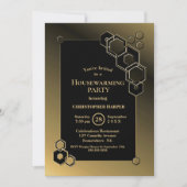 Zwarte en gouden geometrische Housewarming Party Kaart (Voorkant)