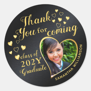 Zwarte en gouden geschenkjes voor diploma-uitreiki ronde sticker