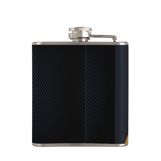 Zwarte en gouden gestreepte monogram gemerkt heupfles (Achterkant)