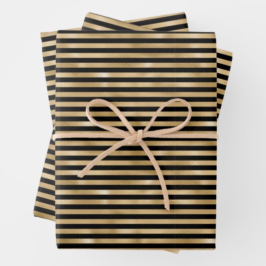 Zwarte en gouden gestremde bruiddag inpakpapier vel (In situ)
