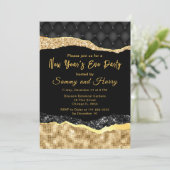 Zwarte en gouden glazen tranen nieuwjaarsfeest kaart (Staand voorkant)