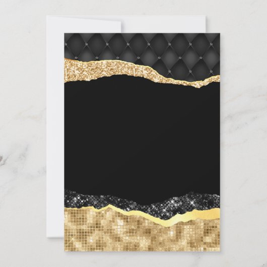 Zwarte en gouden glazen tranen nieuwjaarsfeest kaart (Achterkant)
