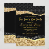 Zwarte en gouden glazen tranen nieuwjaarsfeest kaart (Voorkant / Achterkant)
