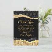 Zwarte en gouden glazen tranen zoete zestien bedankkaart (Staand voorkant)