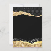 Zwarte en gouden glazen tranen zoete zestien bedankkaart (Achterkant)