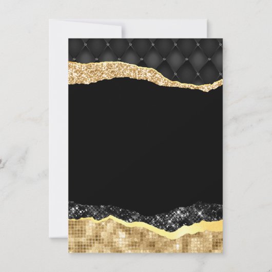 Zwarte en gouden glazen tranen zoete zestien bedankkaart (Achterkant)